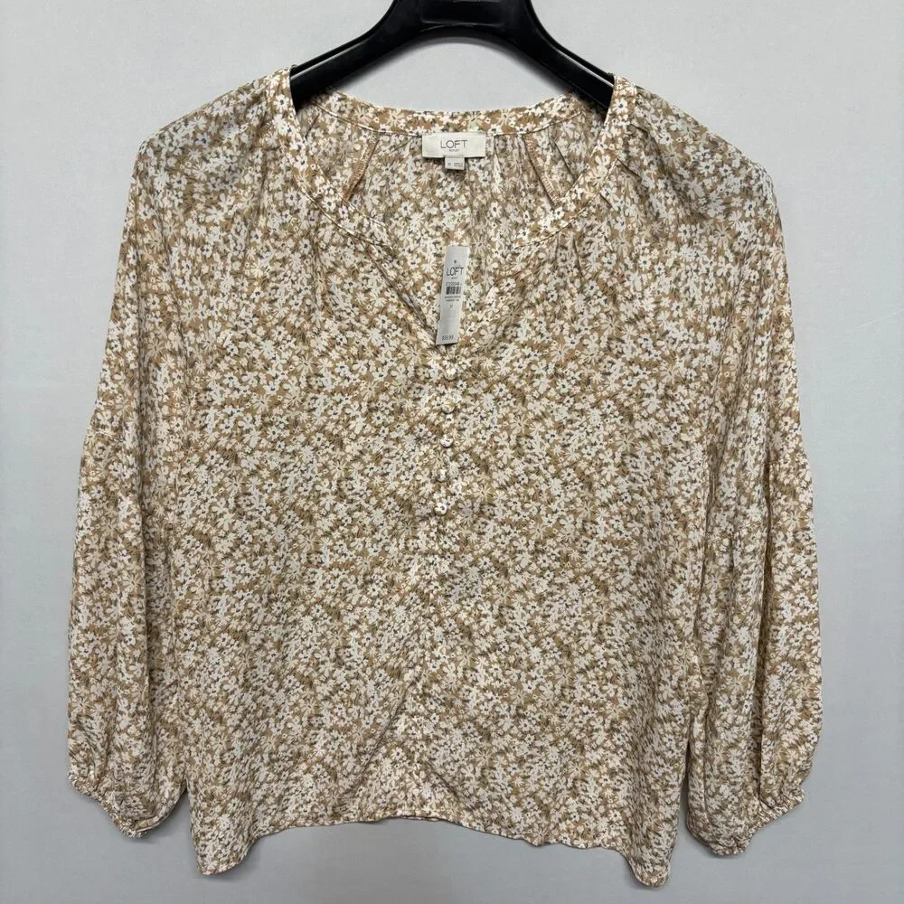Ann Taylor LOFT Women Blouse Top Shirt Size Medium Floral FA24 D126 -17